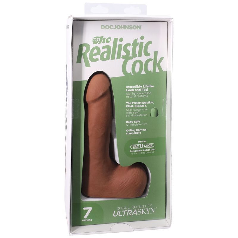 Фалоімітатор Doc Johnson The Realistic Cock ULTRASKYN - 7 Inch with Balls Caramel жива фотографія