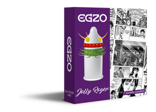 Насадка на член EGZO Jolly Roger (презерватив с усиками) реальная фотография