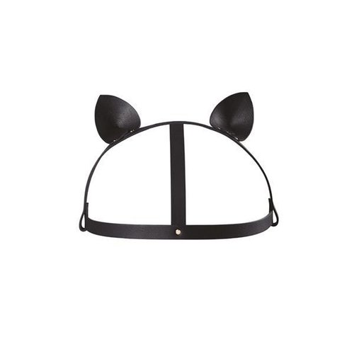 Маска кошечки Bijoux Indiscrets MAZE - Cat Ears Headpiece Black, экокожа реальная фотография