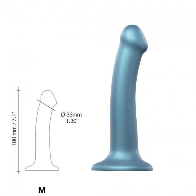 Насадка для страпона Strap-On-Me Mono Density Dildo Blue M, диам. 3,3см, однослойный силикон, гибкий реальная фотография