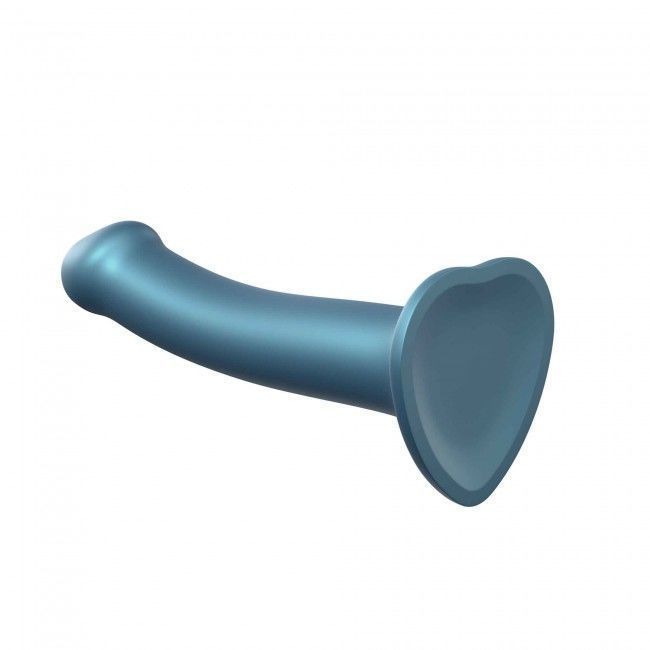 Насадка для страпона Strap-On-Me Mono Density Dildo Blue M, диам. 3,3см, однослойный силикон, гибкий реальная фотография