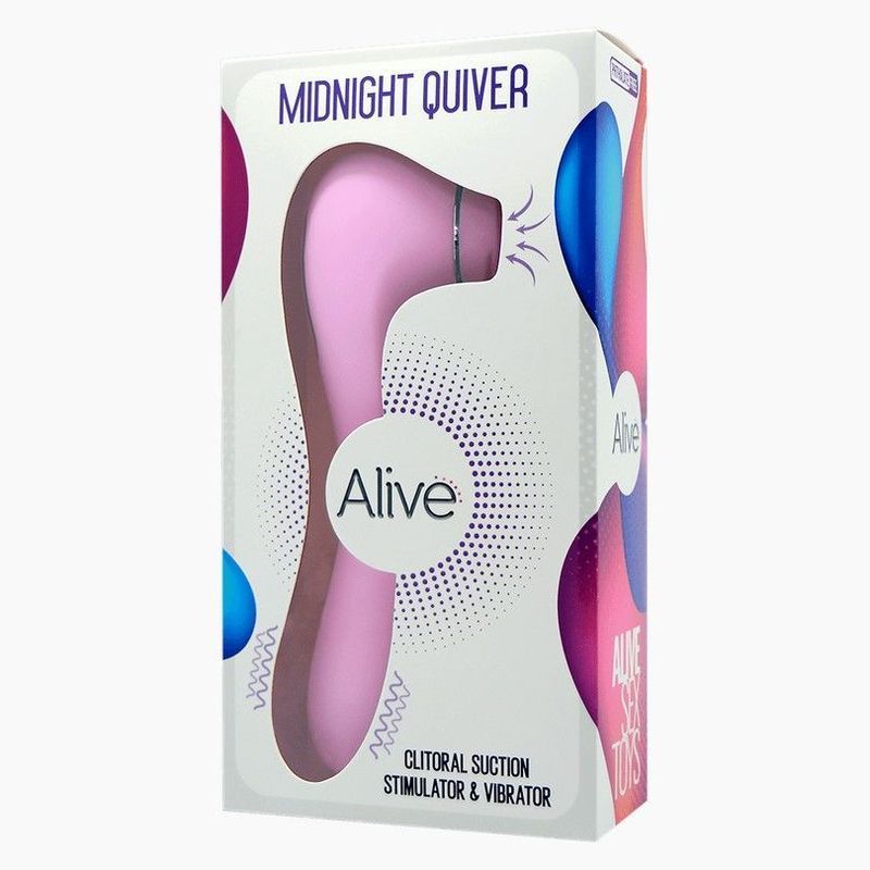 Вібратор і вакуумний стимулятор Alive Midnight Quiver Pink - іграшка 2 в 1 реальная фотография