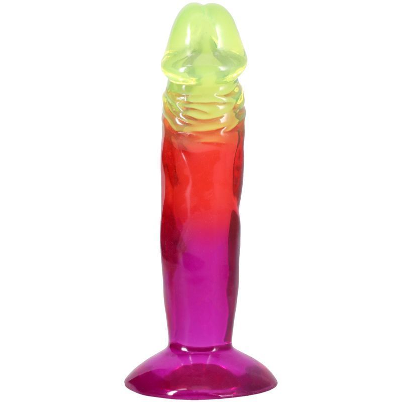 Дилдо Doc Johnson Crystal Jellies - 6.5 Inch Classic Dong - Rainbow реальная фотография