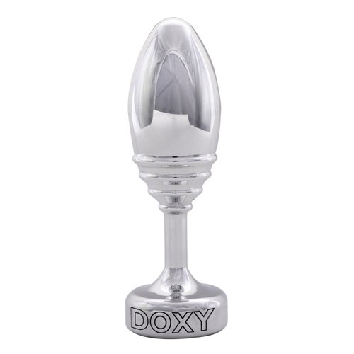 Металлическая анальная пробка DOXY Butt Plug RIBBED, ребристая, диаметр 3,3 см реальная фотография