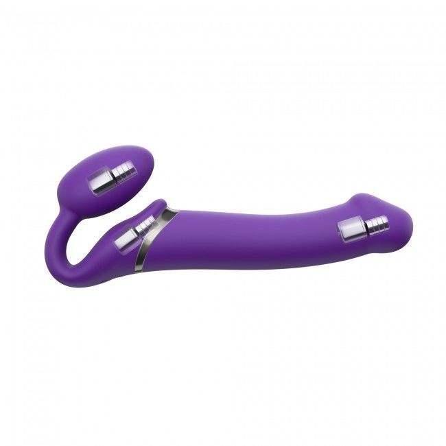 Безремінний страпон з вібрацією Strap-On-Me Vibrating Violet L, діам. 3,7 см, пульт ДК, регульований жива фотографія