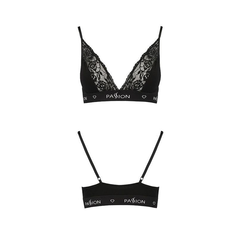 Еластичний топ з мереживом Passion PS001 TOP S, black жива фотографія