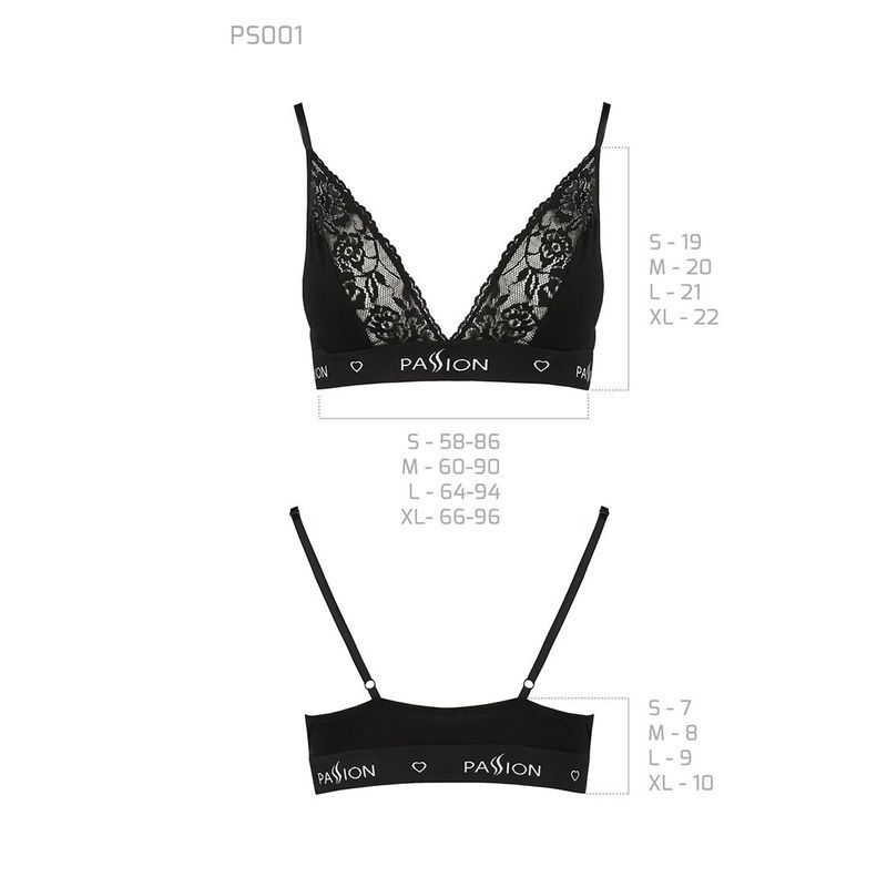 Еластичний топ з мереживом Passion PS001 TOP S, black жива фотографія