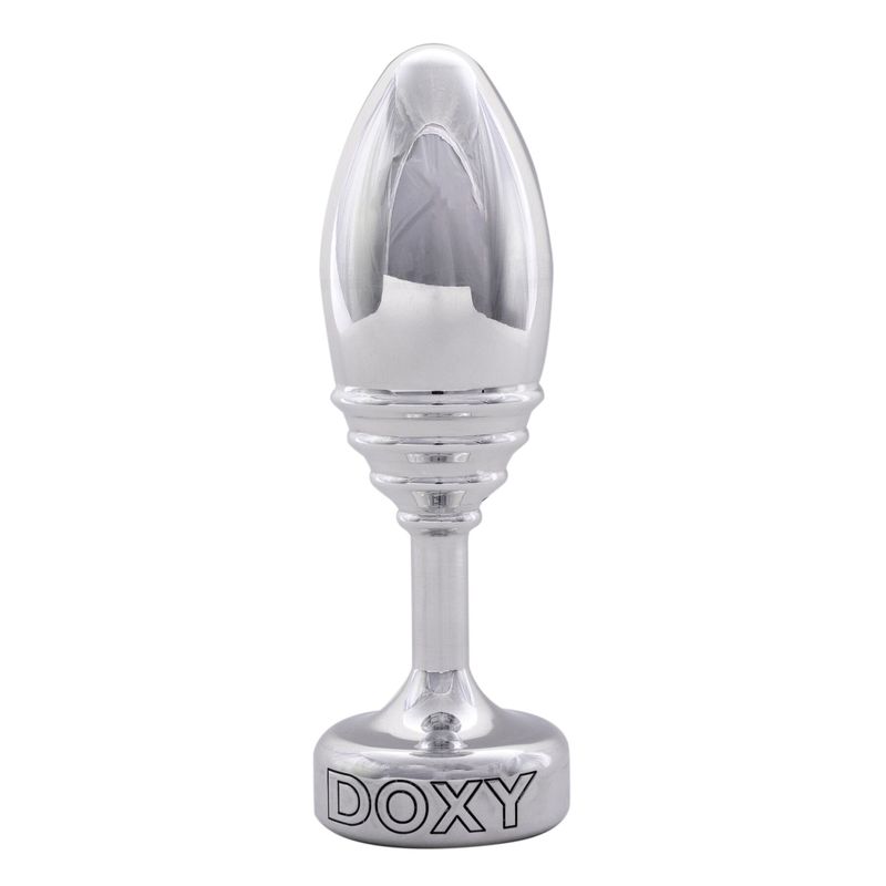 Металева анальна пробка DOXY Butt Plug RIBBED, ребриста, діаметр 3,3 см жива фотографія