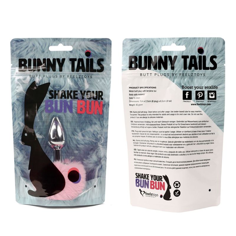 Анальная пробка FeelzToys - Bunny Tails Butt Plug Pink реальная фотография