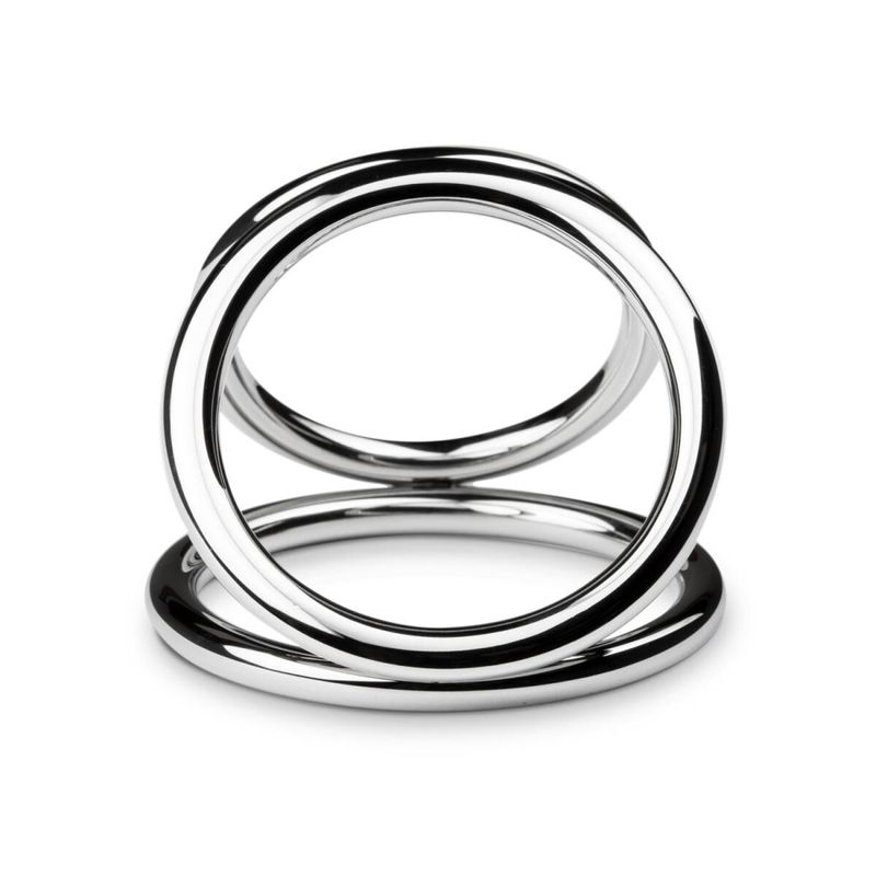 Тройное эрекционное кольцо Sinner Gear Unbendable — Triad Chamber Metal Cock and Ball Ring — Large реальная фотография