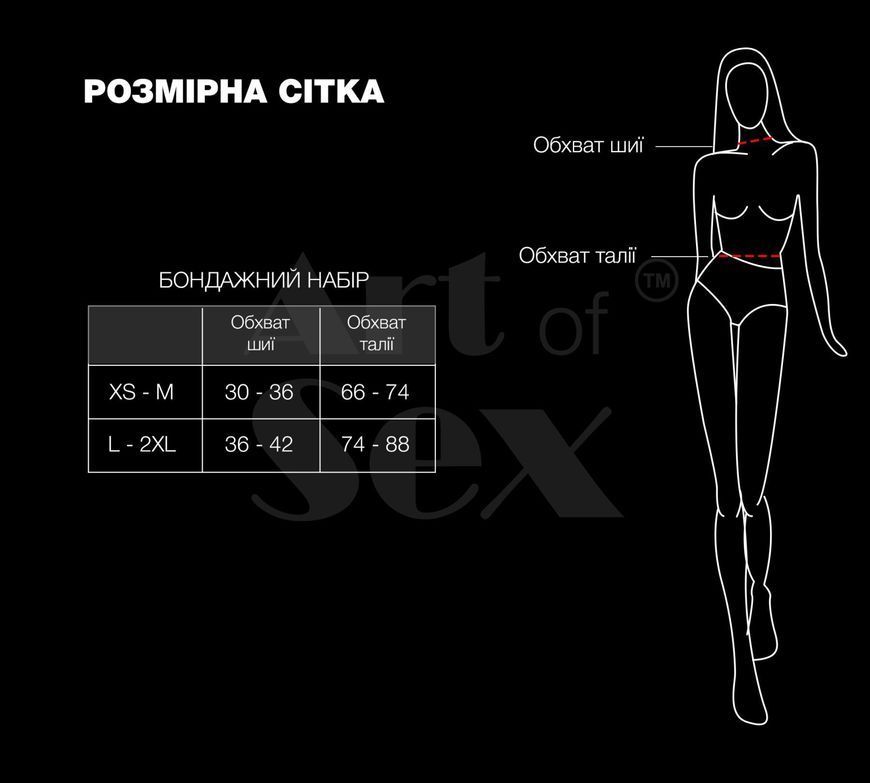 Бондажний набір Art of Sex &ndash; Shandy XS-M, екошкіра, чорний жива фотографія
