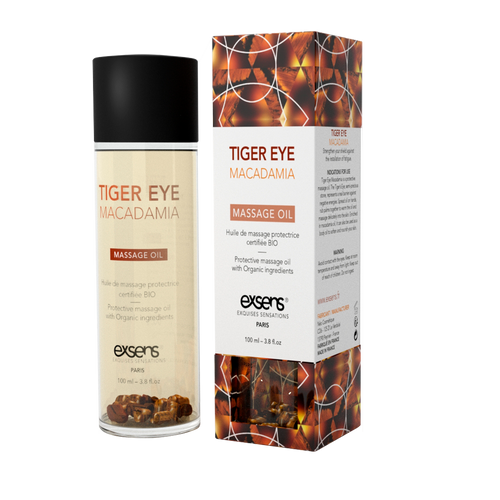 Масажна олія EXSENS Tiger Eye Macadamia (захист з тигровим оком) 100мл, натуральна жива фотографія