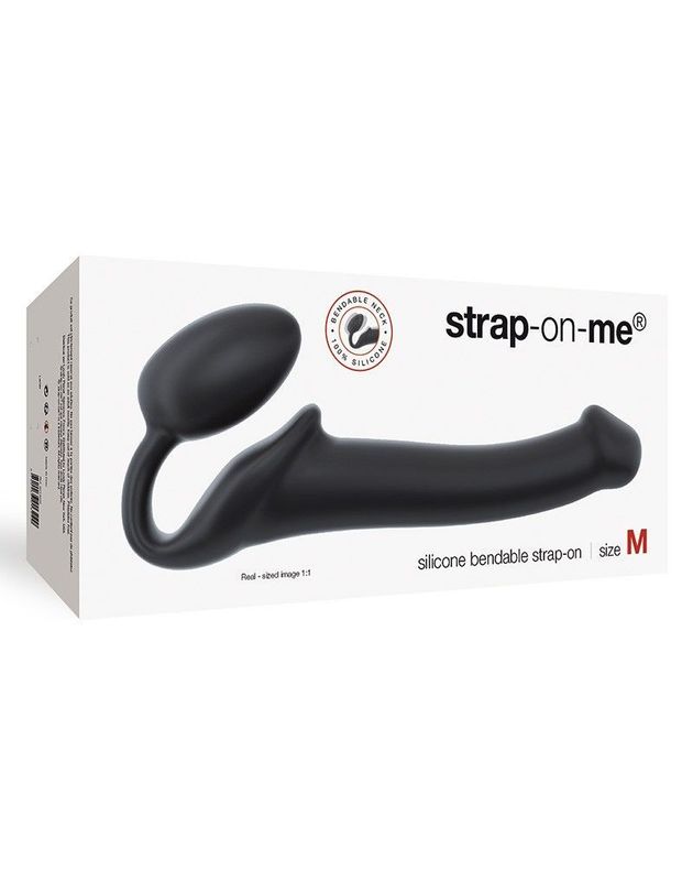 Безремневой страпон Strap-On-Me Black M, полностью регулируемый, диаметр 3,3см реальная фотография