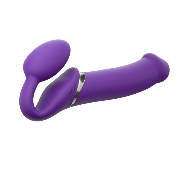 Безремневой страпон с вибрацией Strap-On-Me Vibrating Violet XL, диам. 4,5см, пульт ДУ, регулируемый реальная фотография