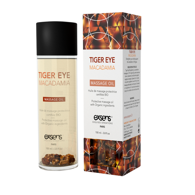 Массажное масло EXSENS Tiger Eye Macadamia (защита с тигровым глазом) 100мл, натуральное реальная фотография
