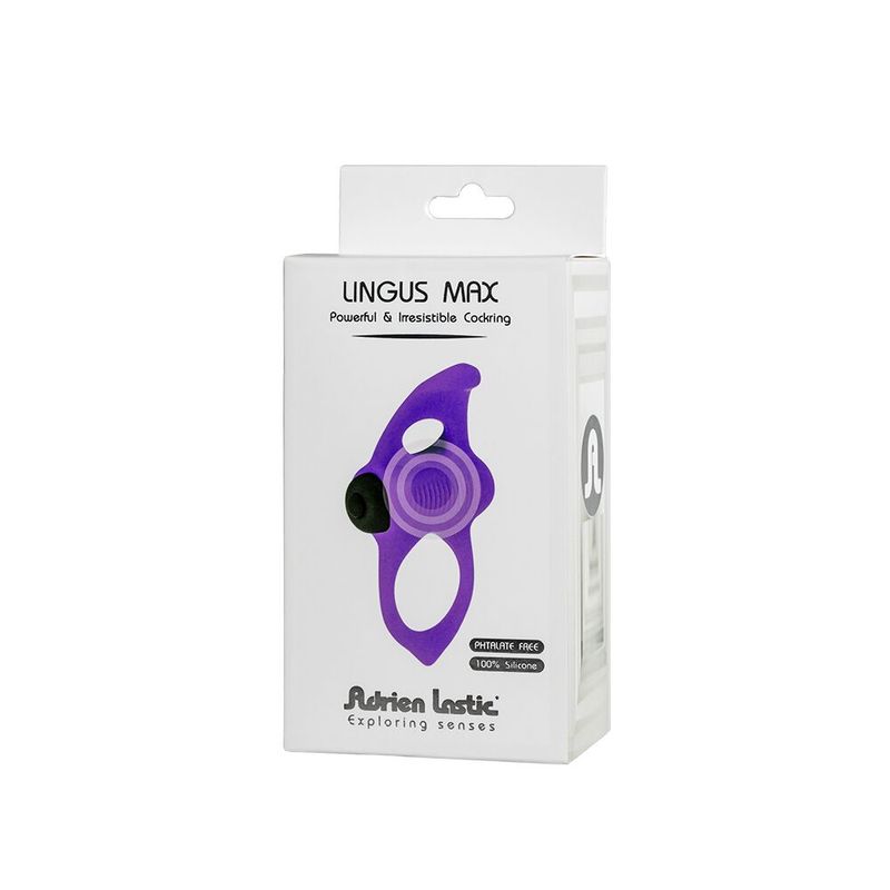 Эрекционное виброкольцо Adrien Lastic Lingus MAX Violet с язычком для стимуляции клитора реальная фотография