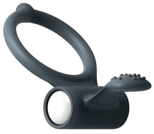 Эрекционное кольцо Dorcel Power Clit Black V2 с вибрацией, с язычком со щеточкой реальная фотография