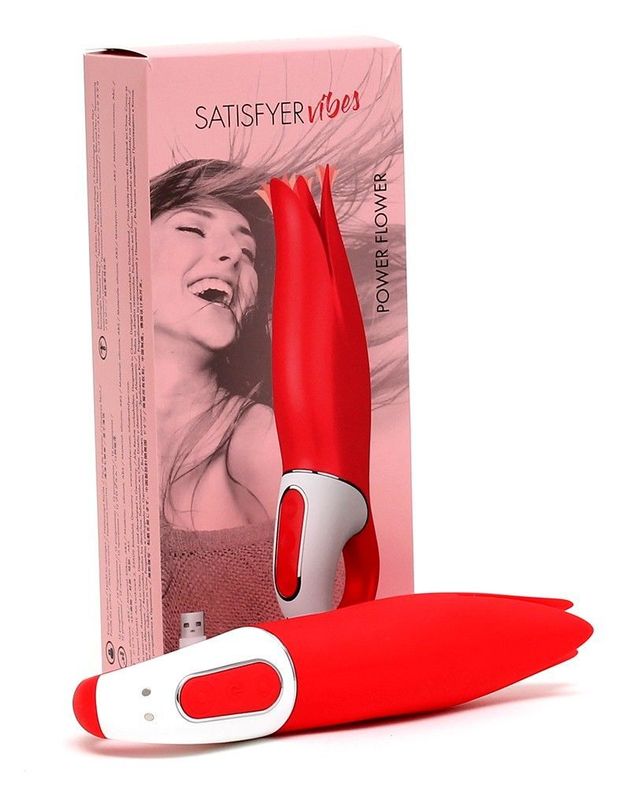 Мощный вибратор Satisfyer Vibes Power Flower с нежными трепещущими лепестками, 12 режимов работы реальная фотография