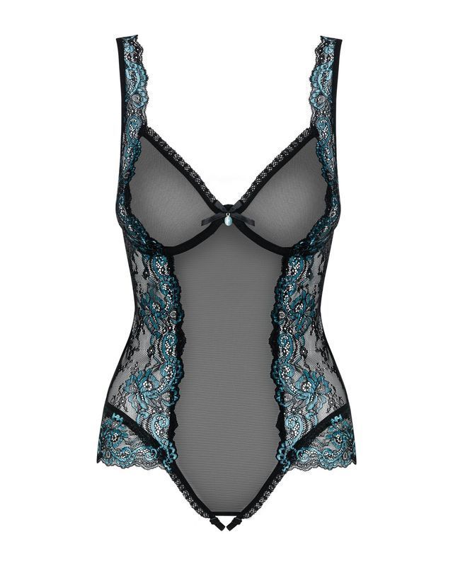Сетчатое боди на косточках Obsessive Amanta teddy L/XL, черное, с доступом реальная фотография