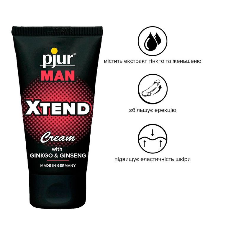 Крем для пеніса стимулювальний pjur MAN Xtend Cream 50 ml, з екстрактом гінкго та женьшеню жива фотографія