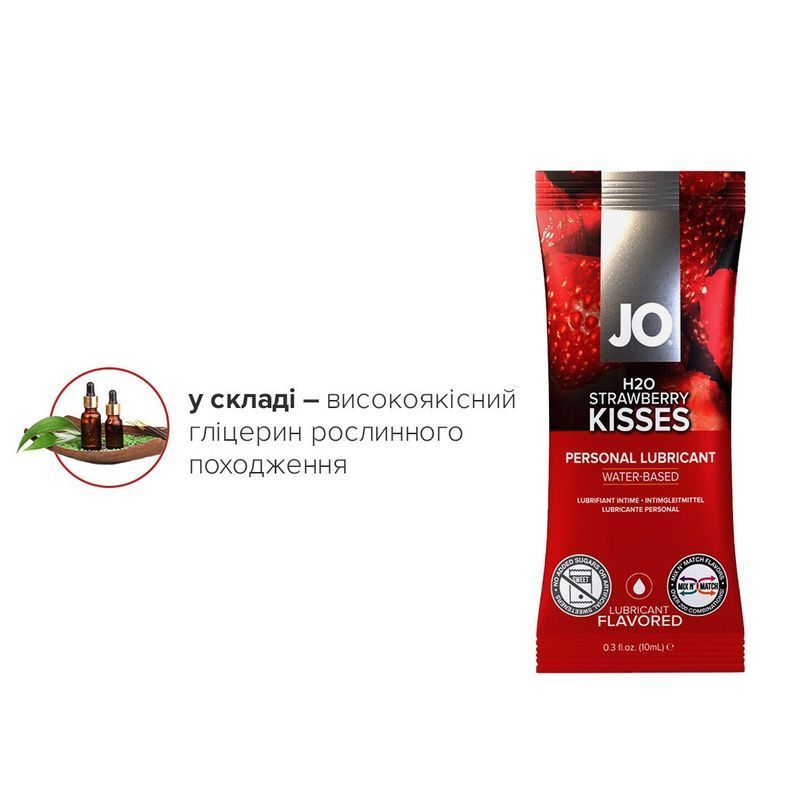 Набір лубрикантів Foil Display Box &ndash; JO H2O Lubricant &ndash; Strawberry &ndash; 12 &times; 10ml жива фотографія