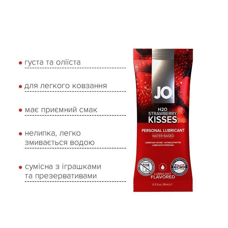 Набір лубрикантів Foil Display Box &ndash; JO H2O Lubricant &ndash; Strawberry &ndash; 12 &times; 10ml жива фотографія