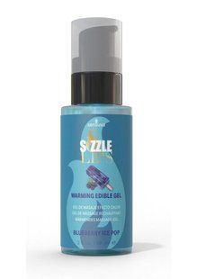 Согревающий массажный гель Sensuva Sizzle Lips Blueberry Ice Pop (59 мл), без сахара, съедобный реальная фотография