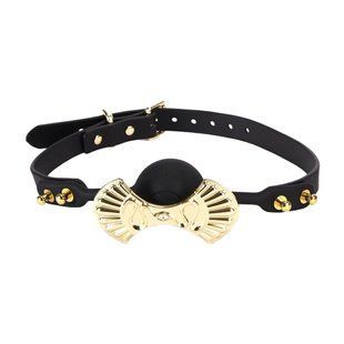 Розкішний силіконовий кляп Zalo Silicone Ball Gag Black, кристал Swarovski, шкіряний ремінець жива фотографія