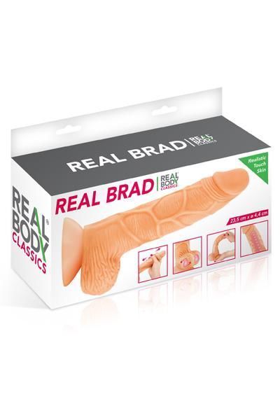 Фаллоимитатор с подвижной крайней плотью Real Body - Real Brad, диаметр 4,5см, TPE реальная фотография