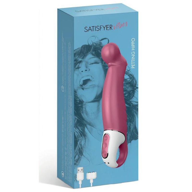 Потужний вібратор Satisfyer Vibes Petting Hippo з гнучким стовбуром, літій силікон, 12 режимів жива фотографія