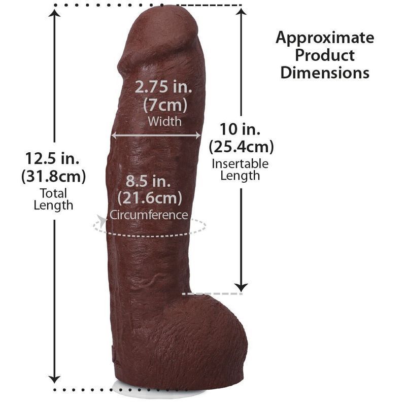 Фалоімітатор Doc Johnson The Realistic Cock ULTRASKYN - 12 Inch Hung with Balls Chocolate жива фотографія
