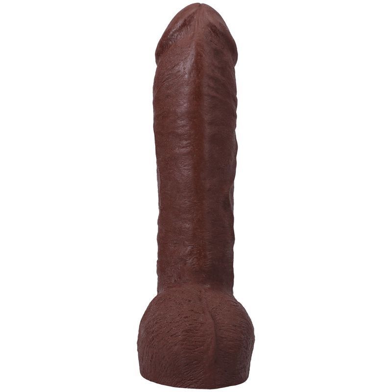 Фалоімітатор Doc Johnson The Realistic Cock ULTRASKYN - 12 Inch Hung with Balls Chocolate жива фотографія