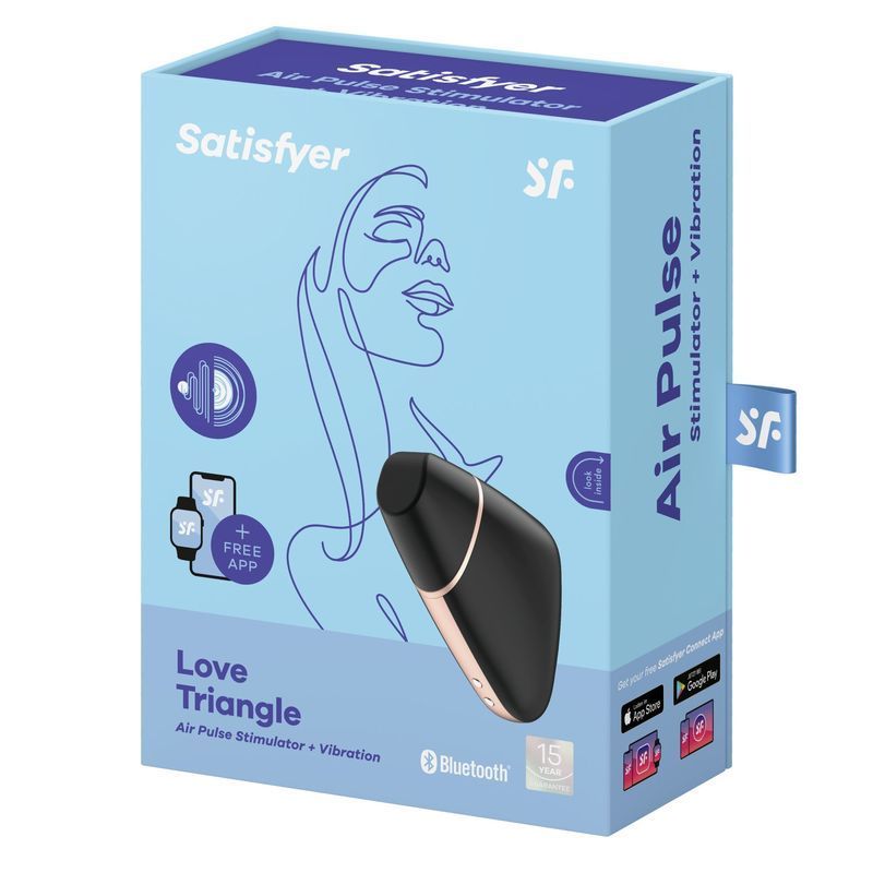 Вакуумний кліторальний стимулятор Satisfyer Love Triangle Black з керуванням через інтернет жива фотографія