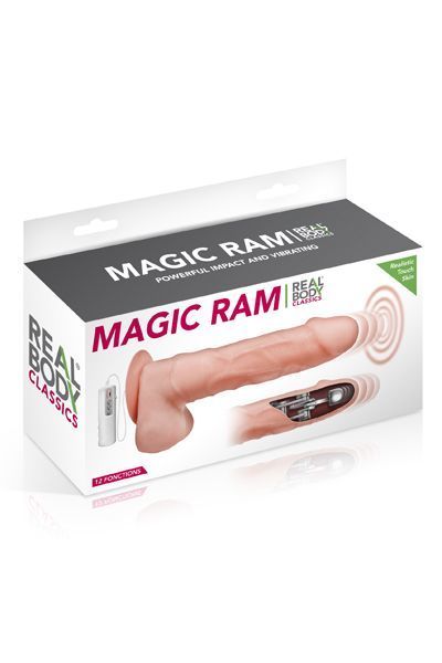 Фаллоимитатор-пульсатор с вибрацией Real Body - Magic Ram, диаметр 4см, движение вперед-назад реальная фотография