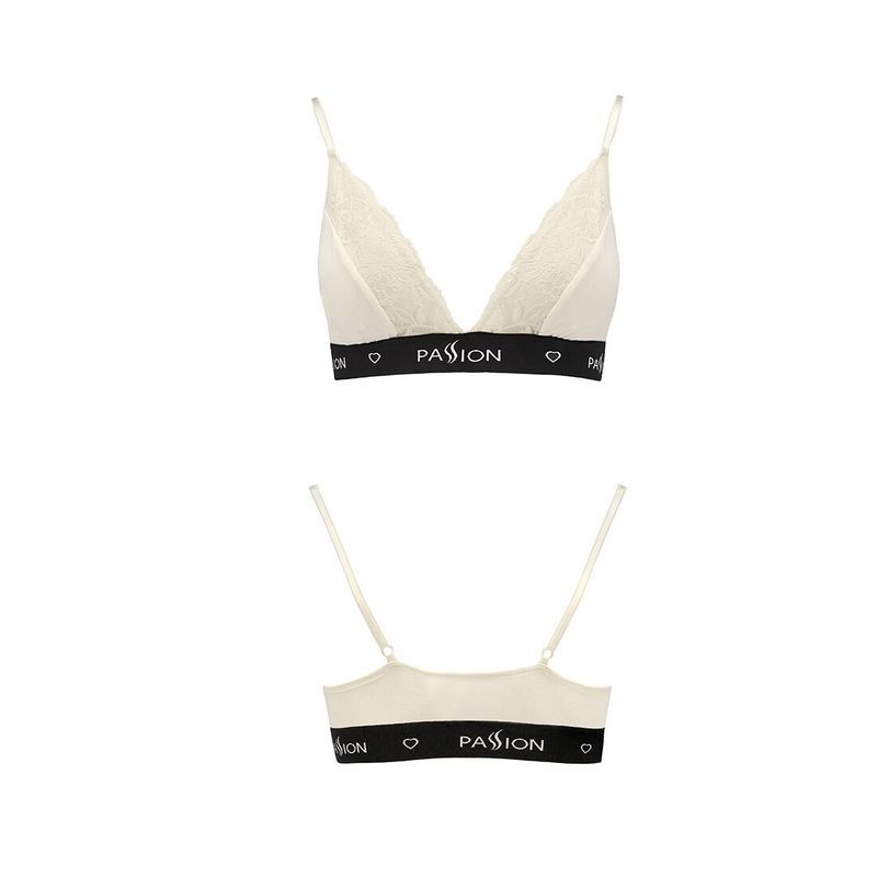 Эластичный топ с кружевом Passion PS001 TOP XL, ecru реальная фотография
