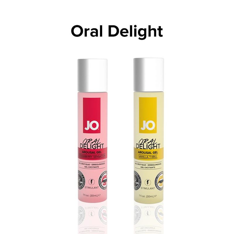 Гель для оральних пестощів System JO Oral Delight — Strawberry Sensation (30 мл), ефект холод-тепло жива фотографія