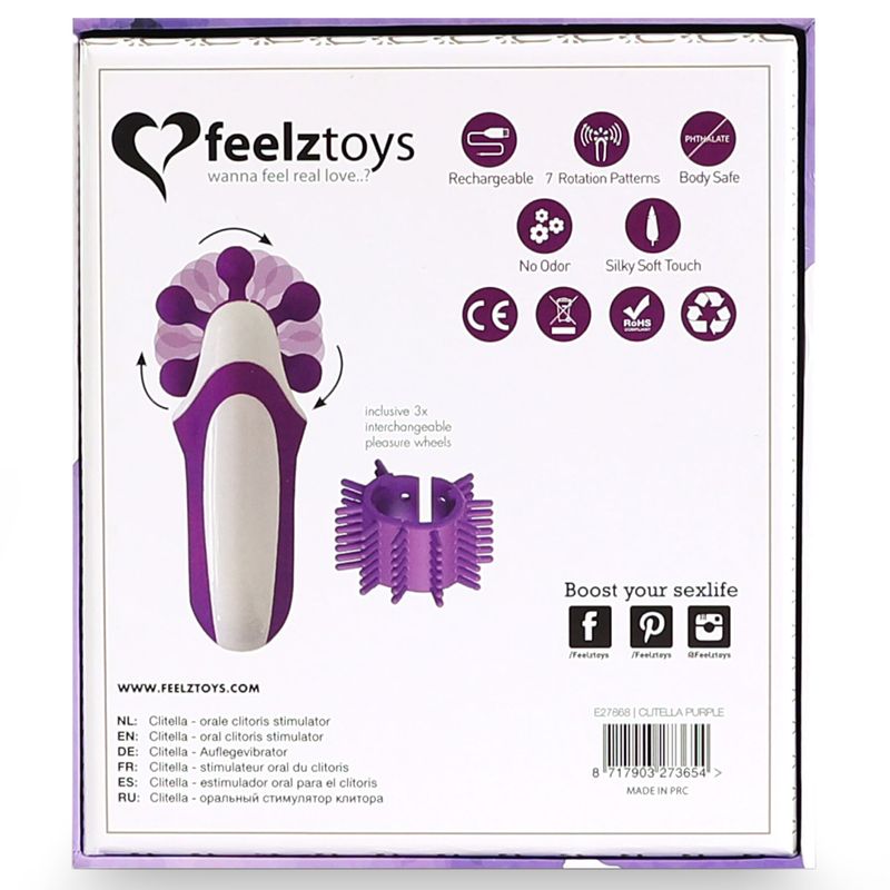 Стимулятор з імітацією оральних пестощів FeelzToys - Clitella Oral Clitoral Stimulator Purple жива фотографія