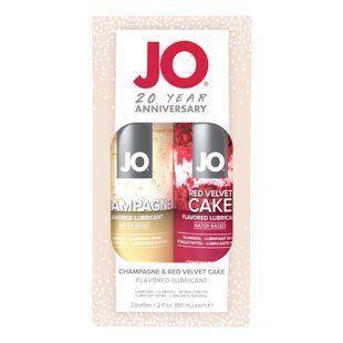 Набір смакових змазок JO Champagne & Red Velvet Cake (2&times;60 мл), Limited Edition жива фотографія