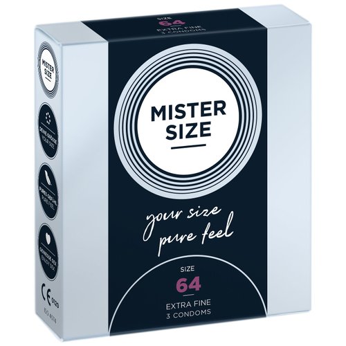 Презервативы Mister Size - pure feel - 64 (3 condoms), толщина 0,05 мм реальная фотография