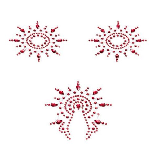Пестіс з кристалів Petits Joujoux Gloria set of 3 - Red, прикраса на груди та вульву жива фотографія