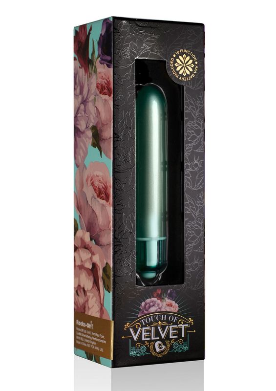 Вибропуля Rocks Off RO-90mm Touch of Velvet Aqua Lily матовая, 10 режимов работы, на батарейке реальная фотография