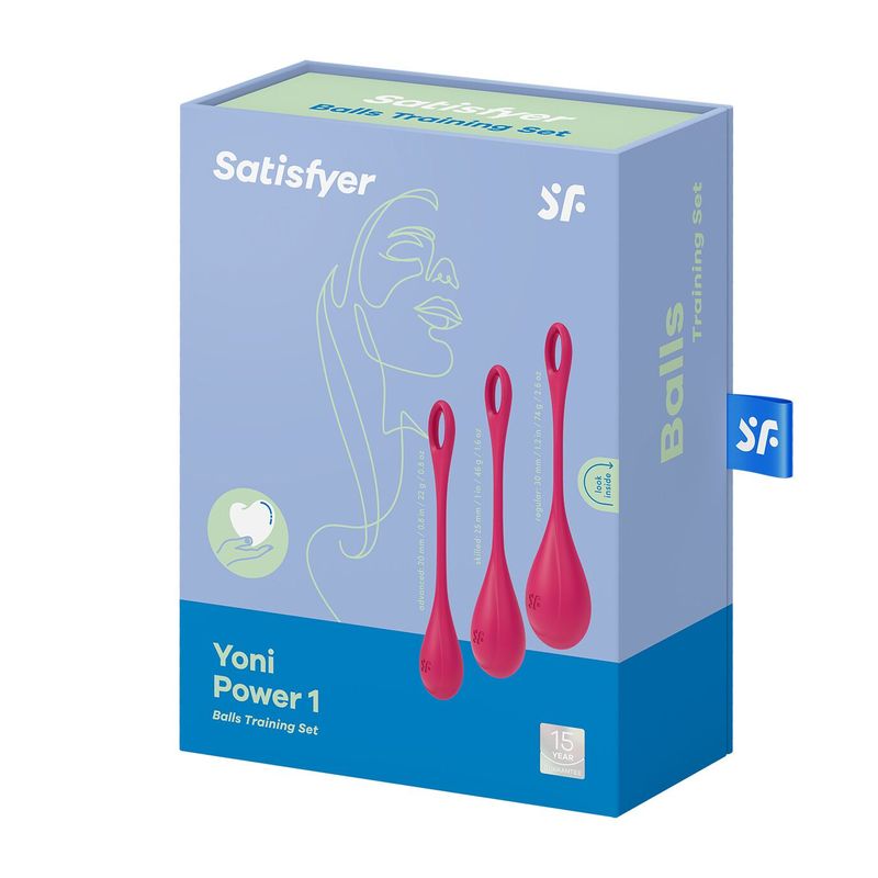 Набір йоні намистин Satisfyer Yoni Power 1 Red, діаметр 2-2,5-3см, вага 22-46-74гр жива фотографія