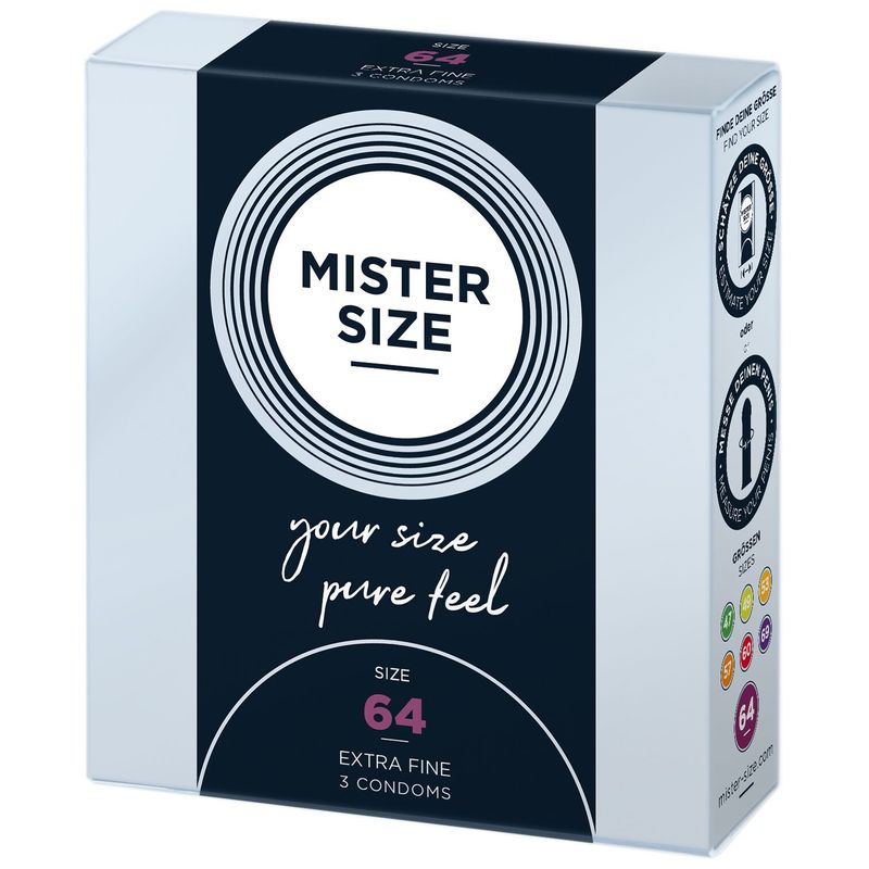 Презервативи Mister Size - pure feel - 64 (3 condoms), товщина 0,05 мм жива фотографія