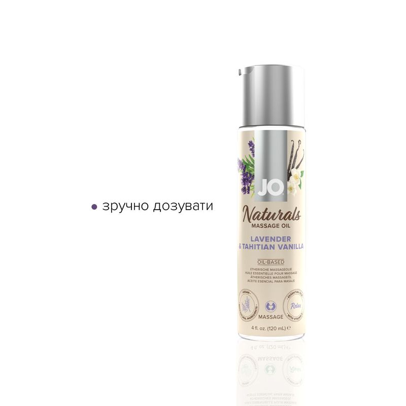 Массажное масло System JO – Naturals Massage Oil – Lavender & Vanilla с натуральными эфирными маслам реальная фотография