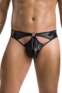 Мужские стринги Passion 033 THONG PAUL L/XL Black, под латекс реальная фотография
