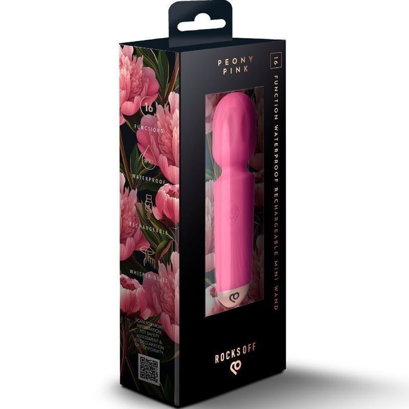 Вибромассажер Rocks Off Mini Wand Peony Pink, 16 режимов реальная фотография