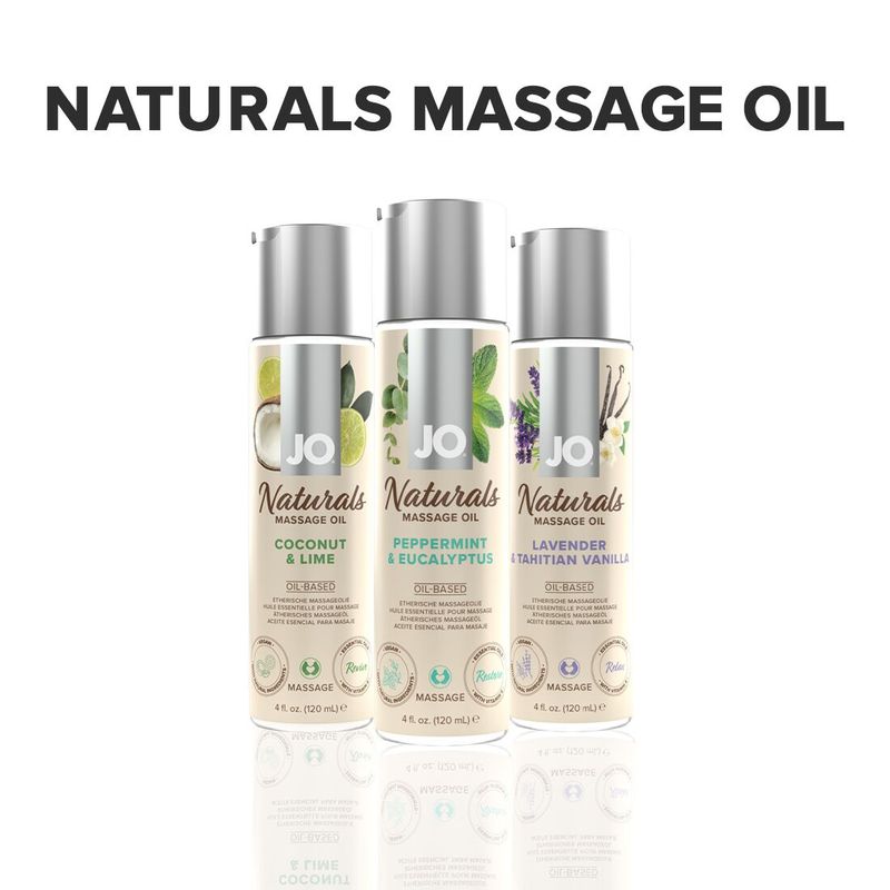 Масажна олія System JO - Naturals Massage Oil - Peppermint & Eucalyptus з натуральними ефірними олія жива фотографія