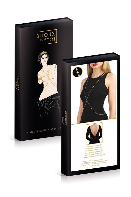 Золотистий ланцюжок для бюста Bijoux Pour Toi – Elena Gold зі стразами жива фотографія