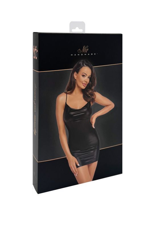 Платье Noir Handmade F307 Mirage, XXL, black, мини, под латекс, открытая спина, декор из стразов реальная фотография