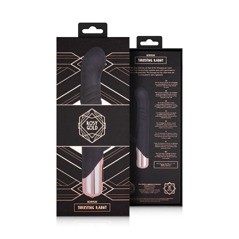 Вибратор-кролик Rosy Gold - Rabbit Vibrator with thrusting function - Black реальная фотография